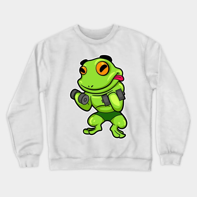 Frog at Biceps training with Dumbbells Crewneck Sweatshirt by Markus Schnabel